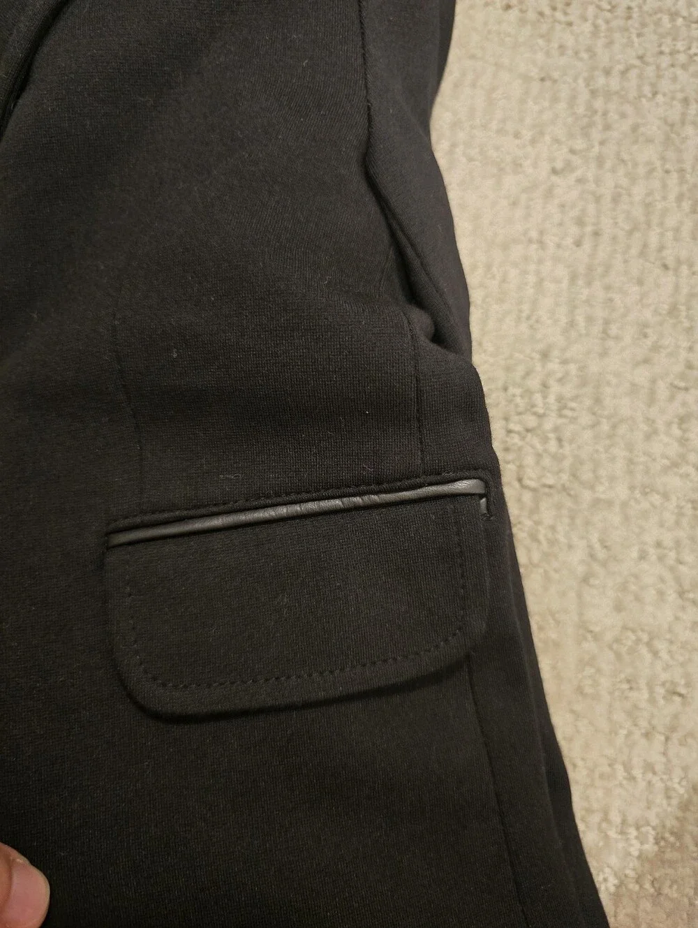 NEW Zara Black Blazer with Leather Collar and Gold Buttons